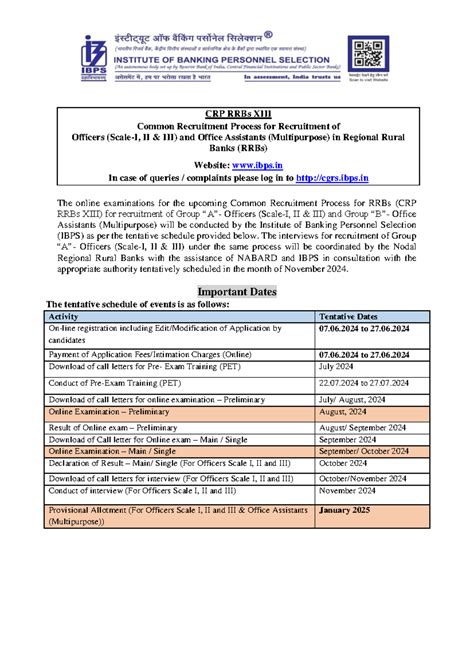 rrb notification for phase asfasfa asdfasf - CRP RRBs XIII Common ...