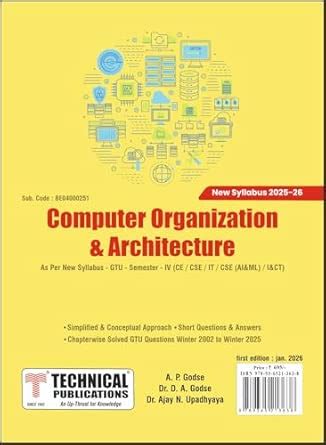 Buy Computer Organization & Architecture for GTU 24 Course (IV - CE/CSE ...