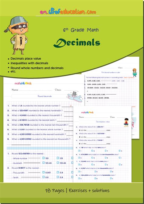 Free decimal worksheet grade 6, Download Free decimal worksheet grade 6 ...