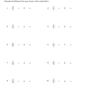 KS2 Dividing Fractions Worksheet - Year 6 Resource