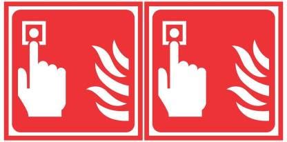 R Print Fire alarm Sign Board set of 2 pcs On 3 M VINYAL Size: 20 CM X ...