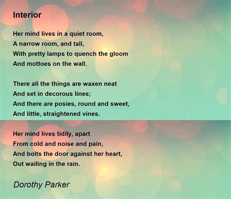 Interior Poem by Dorothy Parker - Poem Hunter