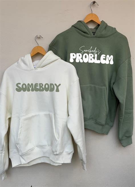 Somebody's Problem Couple Oversized Hoodies (Off White/Sage Green ...