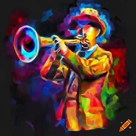 Music heroes playing trumpet and piano with music notes on black and ...