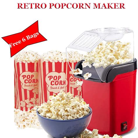Retro hot air popcorn maker electric popper machine fat free snack ...