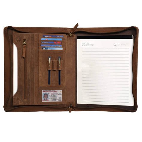 Harvey Leather Padfolio – Sleek Organizer in Oak Brown Hunter Leather ...