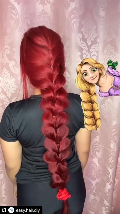 Rapunzel braid long hairstyle with flowers – Artofit