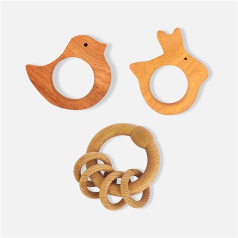 Neem Wood Teethers Rattles Combo - Soothing and Playful – Erenjoy