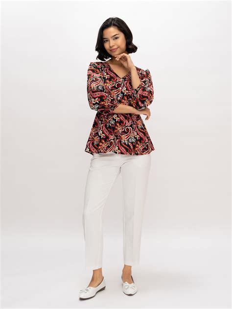 AASK Women's Polyester Printed Black Color Regular Top – AASKstore