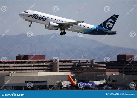 Alaska Airlines Taking Off from Los Angeles Airport LAX Editorial Image ...