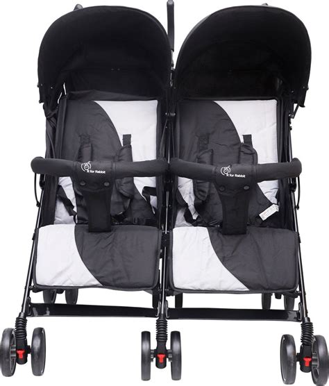 R for Rabbit Ginny And Johnny Twin Strollers & Pram- Grey - STGJBG1