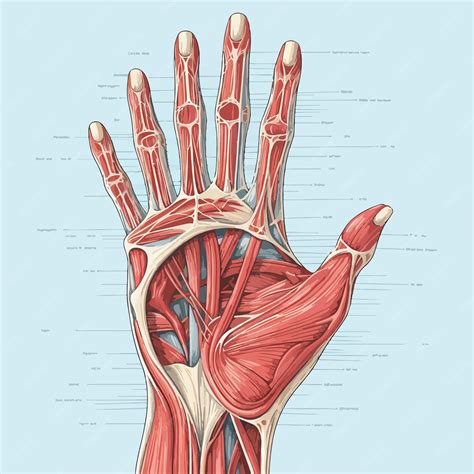 Detailed diagram of human hand muscles and nerves anatomy | Premium AI-generated vector