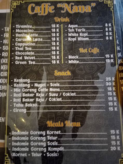 Carta de Nana cafe & resto, Bersujud