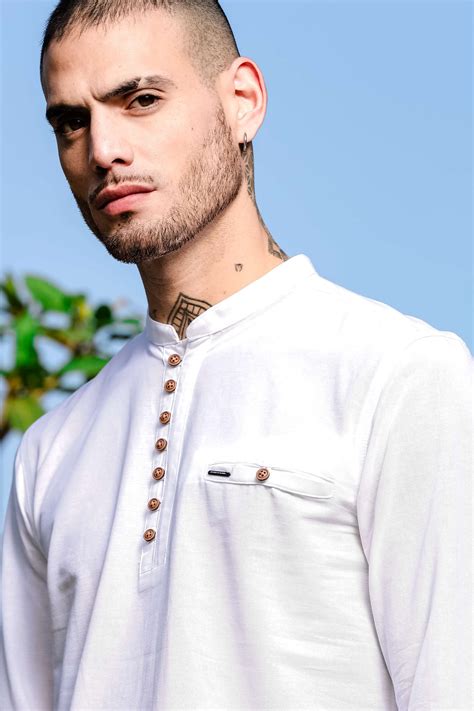 Shop Cloud White Straight Fit Cotton Kurta Online