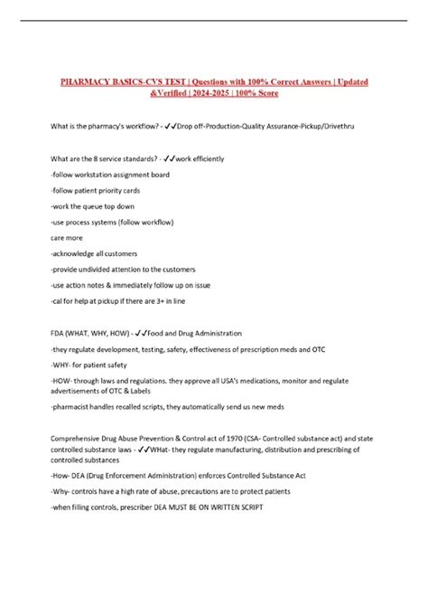 PHARMACY BASICS-CVS TEST | Questions with 100% Correct Answers ...