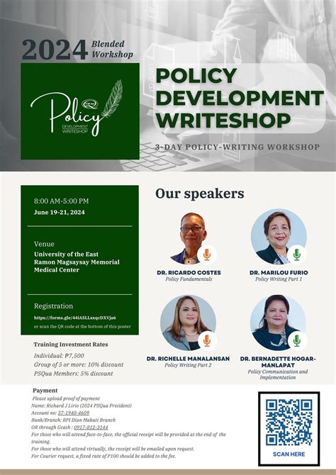 PSQua Writeshop on Policy-Making, University of the East Ramon ...