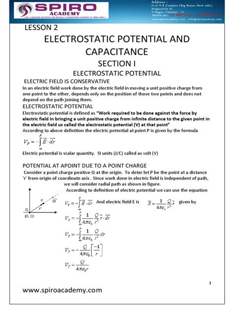 Electrostatic Potential and Capacitance Notes 的图像结果