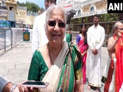 Rajya Sabha MP Sudha Murty offers prayers at Tirupati Balaji Temple ...