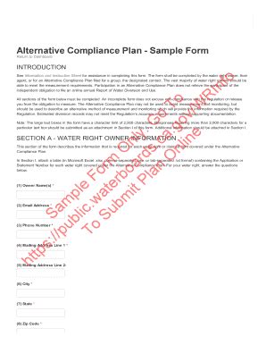 Fillable Online Alternative Compliance Plan - Sample Form Fax Email ...