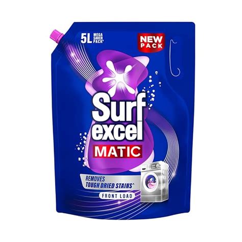 Surf Excel Matic Front Load Liquid Detergent 5L Refill Pouch, Specially ...