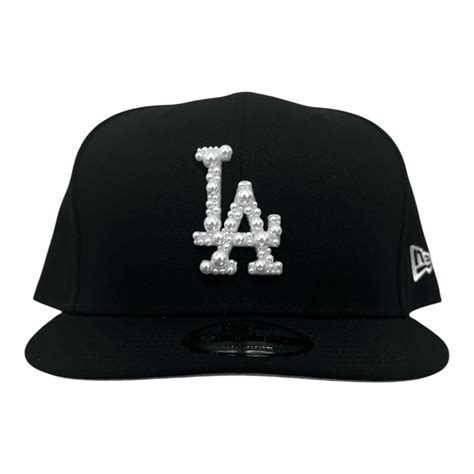 Hats LA Black Hat White Pearl LA