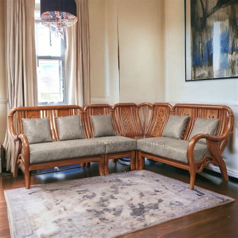 FABIO TEAK WOOD CORNER SOFA – Nilambur Furniture