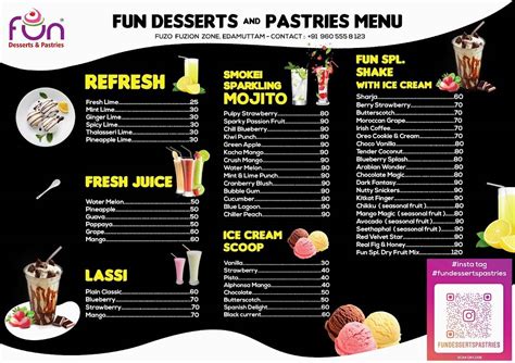 Menu at Fun Desserts & Pastries, Edamuttam