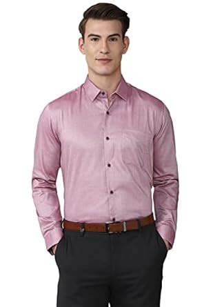 Peter England Men's Solid Regular Fit Shirt (PESFMNUBW35213_Purple 39 ...