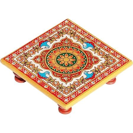 Handicrafts Paradise Intricate Floral Painted Marble Chowki (10.2 cm x ...
