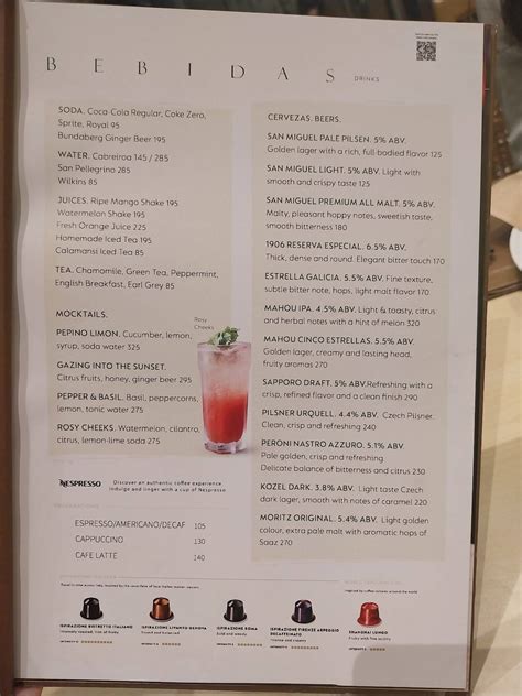Menu at Rumba restaurant, Makati