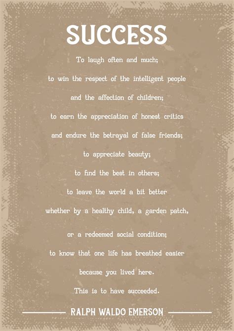 Ralph Waldo Emerson Success poem art print. This design is ...