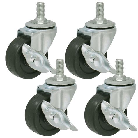 Buy 3ox 4 Pack 3 inch Rubber Casters with Threaded Stem for Wire ...