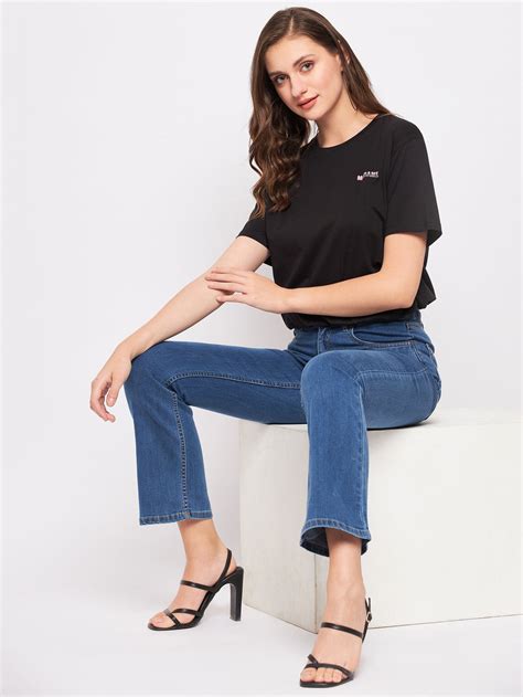 Madame Solid Black Elasticated Waist Top