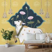 Sacred Cows in Serenity, Pichwai Wallpaper | Life n Colors
