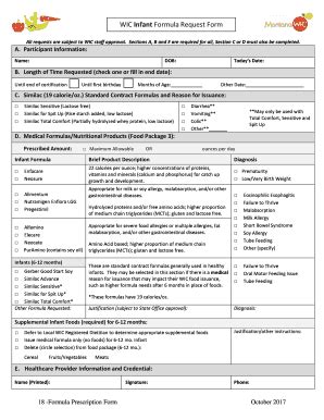 Fillable Online WIC Infant Formula Request Form Fax Email Print - pdfFiller