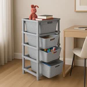 HOMIFLY 4-Tier Plastic Storage Organizer/Modular Plastic Drawer ...