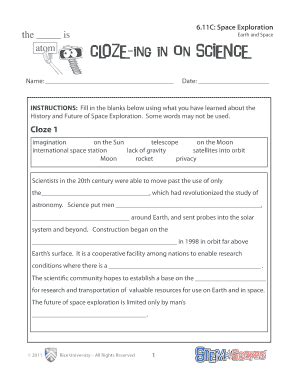 Cloze Ing In On Science Earth And Space Answers - Fill and Sign ...