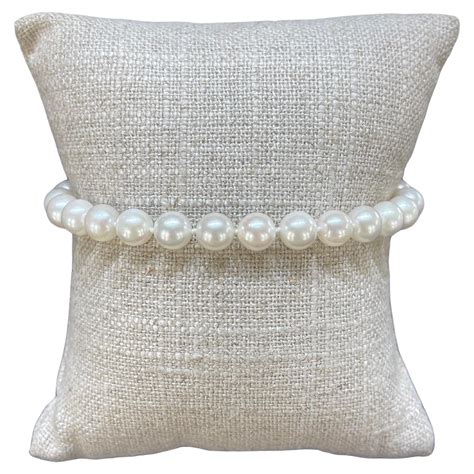 Vintage 14k Yellow Gold Pearl Station Bracelet For Sale at 1stDibs