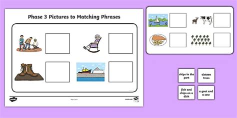 Workstation Pack: Phase 3 Pictures to Phrases Matching Worksheet ...