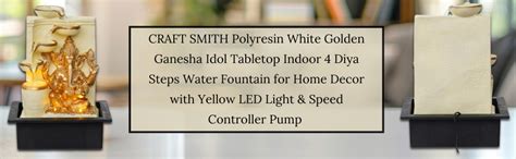 Craft Smith Polyresin White Golden Ganesha Idol Tabletop Indoor 4 Diya ...
