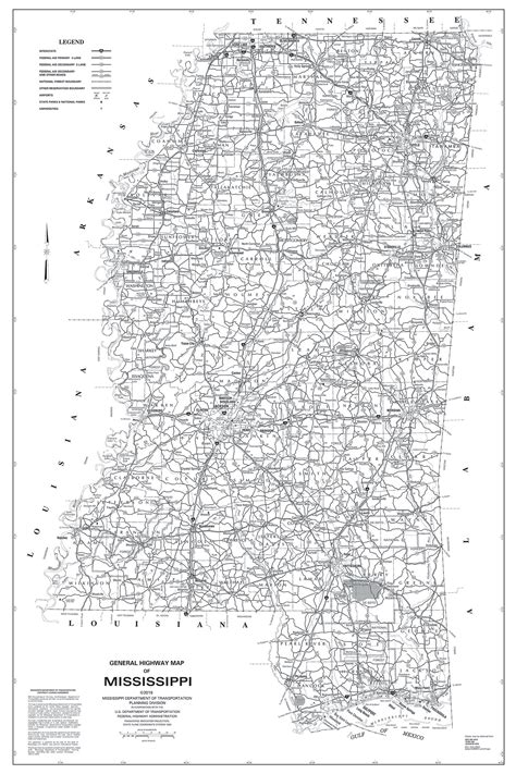 Wall Art Impressions Mississippi Highway Map with Legend, Laminated ...