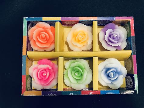 RealLife 6 Pieces Beautiful Rose Flower Wax Floating Candles in Water ...