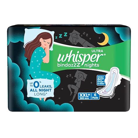 Buy Whisper Bindazzz Night Koala Soft Sanitary Pads|Pack of 6 thin Pads ...