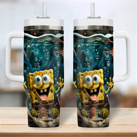 SpongeBob SquarePants Cartoon Custom Stanley Cup 40 oz 30 oz Tumbler ...