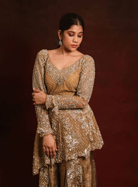 Jaina Parmar, who recreates looks of Nayanthara, in a peplum sharara