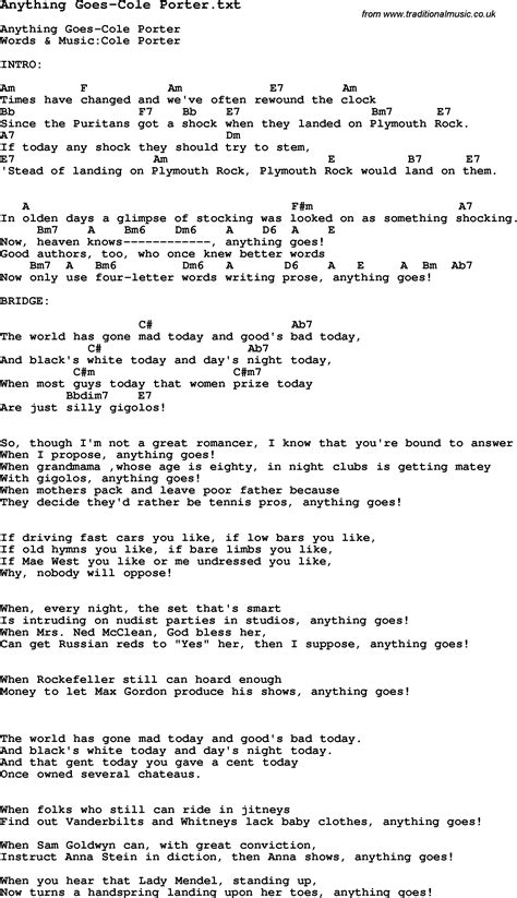 Jazz Song - Anything Goes-Cole Porter with Chords, Tabs and Lyrics from ...
