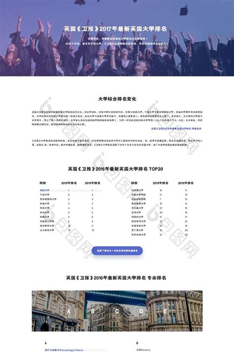 蓝色紫色大学排名留学UI网页设计-包图网