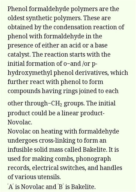 Name the polymerization product formed by the condensation reaction ...