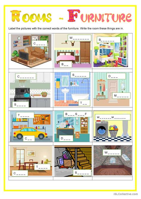 Esl Rooms In A House Worksheets