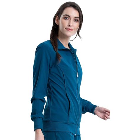 Cherokee Infinity 2391A Scrubs Jacket Womens Zip Front Warm-Up Caribbe ...